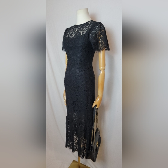 NWOT Zara Black Lace Midi Dress, Size XSmall - Picture 2 of 7